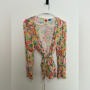 Farm Rio Wrap Top-Beaded strings